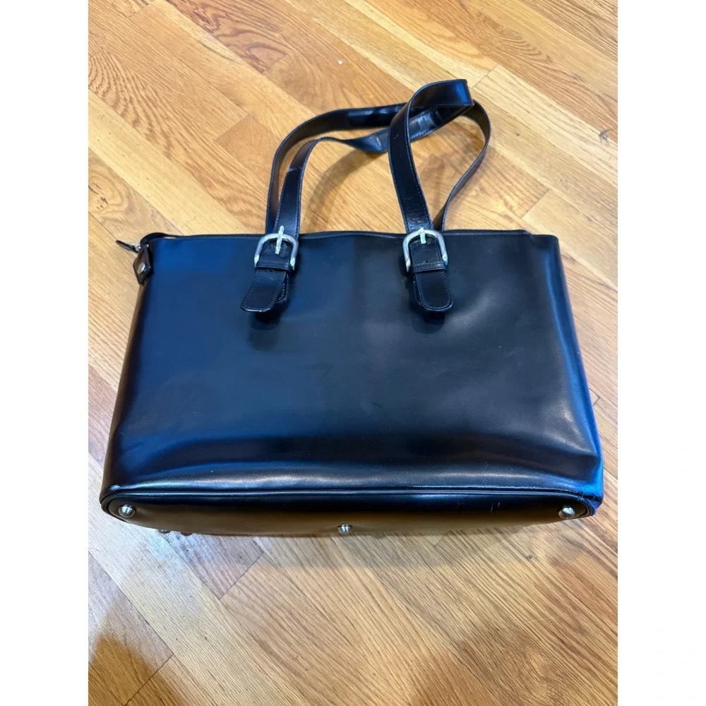 Samsonite Black Faux Leather Laptop Tote Bag Business Briefcase 922765